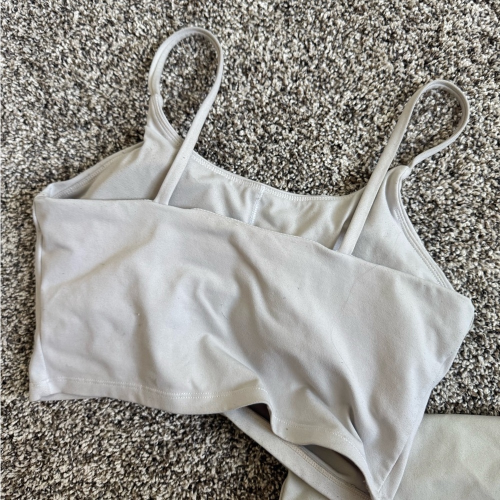 White built in bra Fitted Camisole Crop Tops set of 2 - Picture 3 of 8